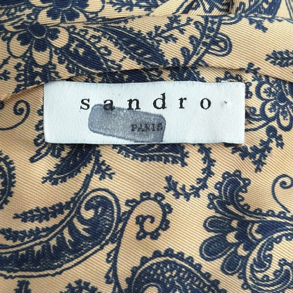 SANDRO Gathered paisley-print twill midi dress size medium - Picture 12 of 13